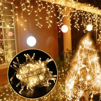 Lampki świąteczne wodospad dekoracja zewnętrzna 5M Droop 0.4-0.6m światła Led światełka do powieszenia na zasłonę Party Ggarden okap dekoracja 2